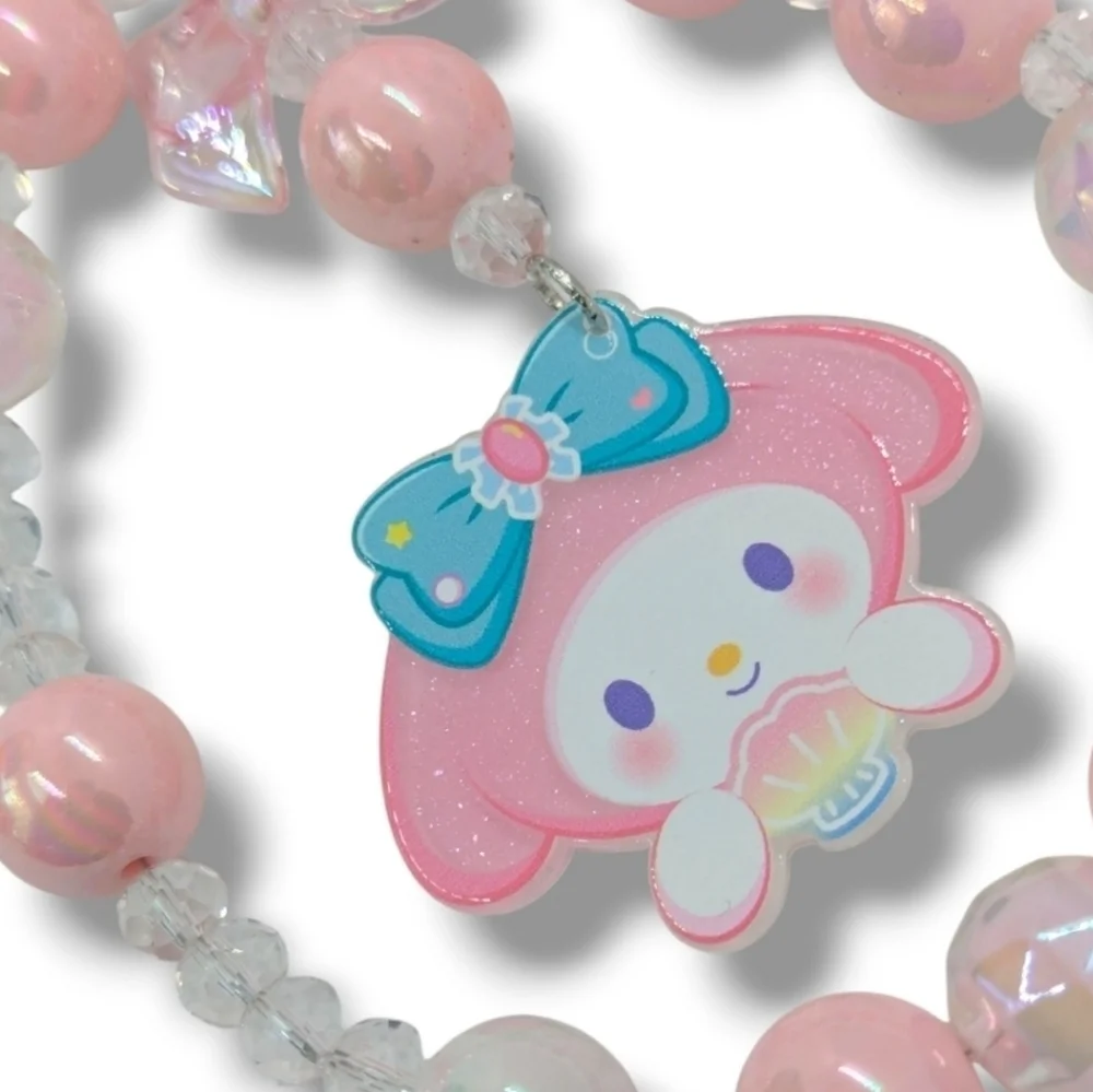 My Melody Pink Kawaii Beaded Phone Charm / Wristlet